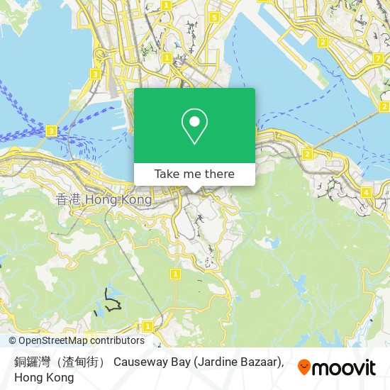 銅鑼灣（渣甸街） Causeway Bay (Jardine Bazaar) map