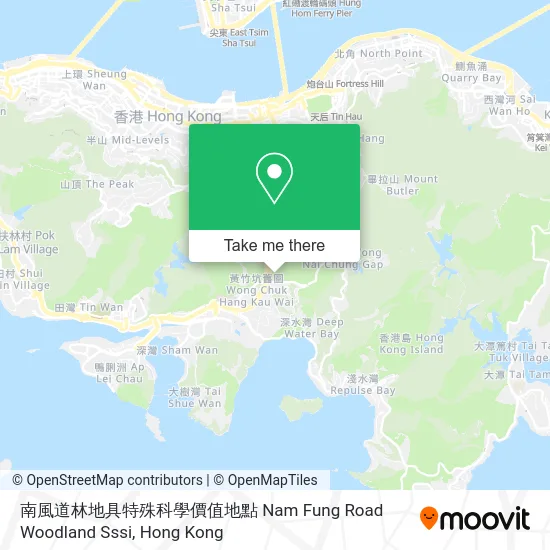 南風道林地具特殊科學價值地點 Nam Fung Road Woodland Sssi map