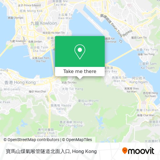 寶馬山煤氣喉管隧道北面入口地圖