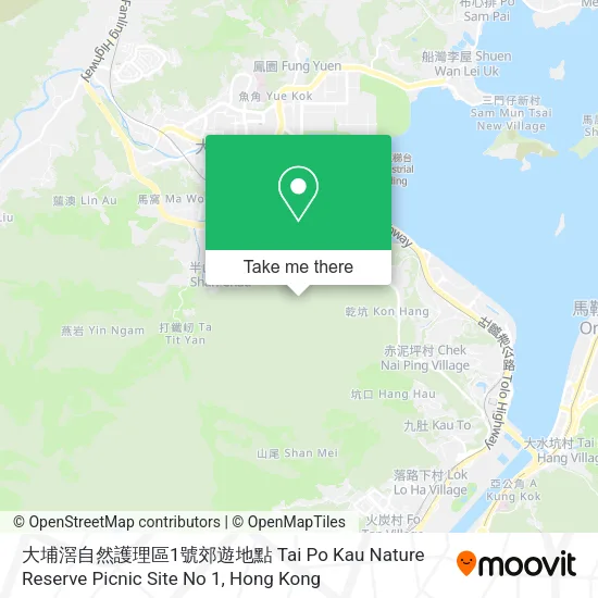 大埔滘自然護理區1號郊遊地點 Tai Po Kau Nature Reserve Picnic Site No 1地圖