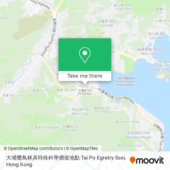 大埔鷺鳥林具特殊科學價值地點 Tai Po Egretry Sssi map