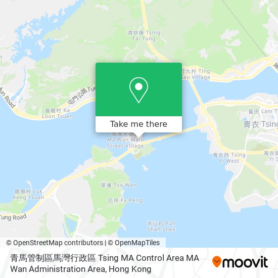 青馬管制區馬灣行政區 Tsing MA Control Area MA Wan Administration Area map