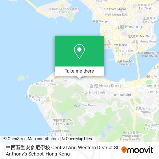 中西區聖安多尼學校 Central And Western District St. Anthony's School map