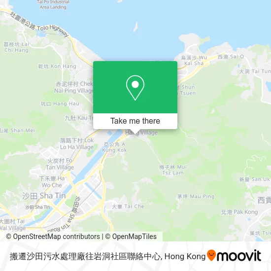 搬遷沙田污水處理廠往岩洞社區聯絡中心地圖
