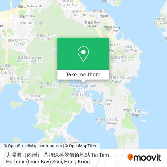 大潭港（內灣） 具特殊科學價值地點 Tai Tam Harbour (Inner Bay) Sssi map