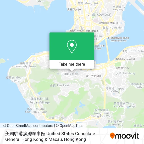 美國駐港澳總領事館 Unitied States Consulate General Hong Kong & Macau map