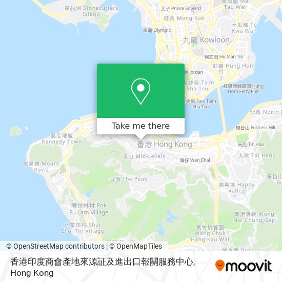 香港印度商會產地來源証及進出口報關服務中心地圖