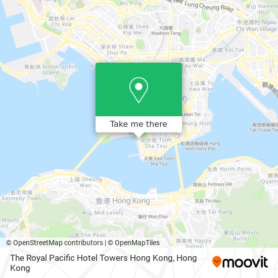 The Royal Pacific Hotel Towers Hong Kong map