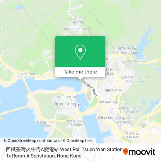 西鐵荃灣火牛房A變電站 West Rail Tsuen Wan Station Tx Room A Substation map