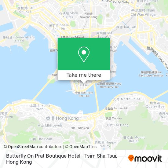 Butterfly On Prat Boutique Hotel - Tsim Sha Tsui map