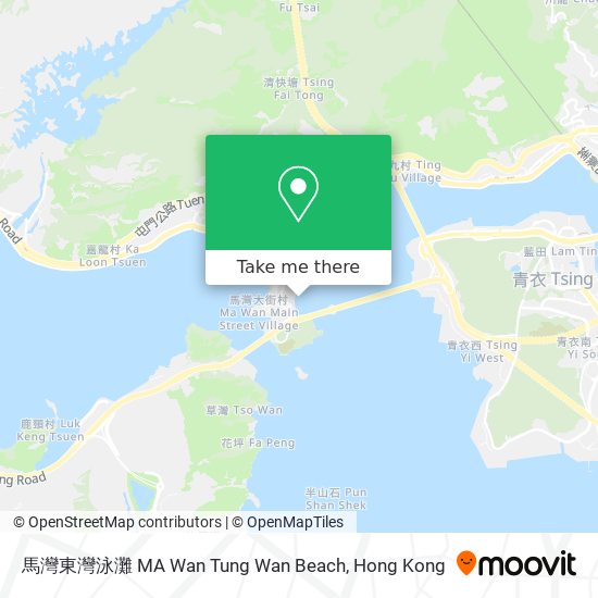 馬灣東灣泳灘 MA Wan Tung Wan Beach map