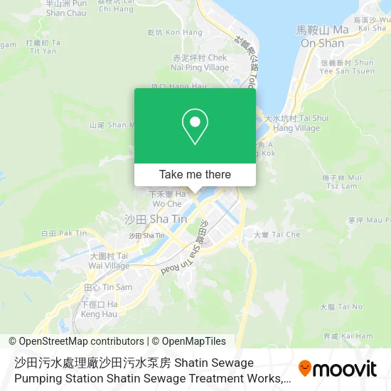 沙田污水處理廠沙田污水泵房 Shatin Sewage Pumping Station Shatin Sewage Treatment Works地圖