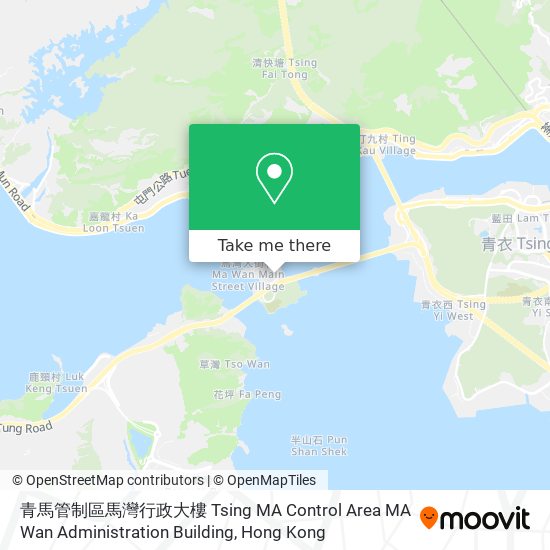 青馬管制區馬灣行政大樓 Tsing MA Control Area MA Wan Administration Building map