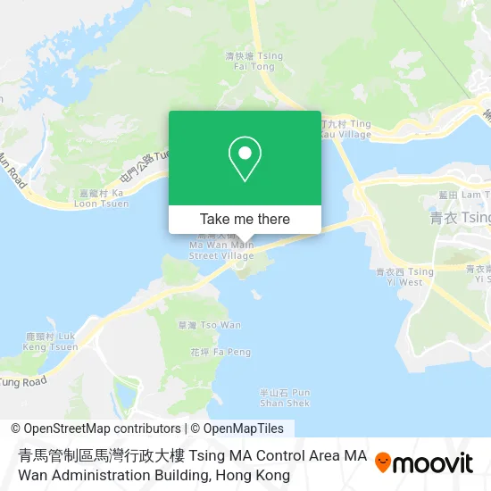 青馬管制區馬灣行政大樓 Tsing MA Control Area MA Wan Administration Building地圖