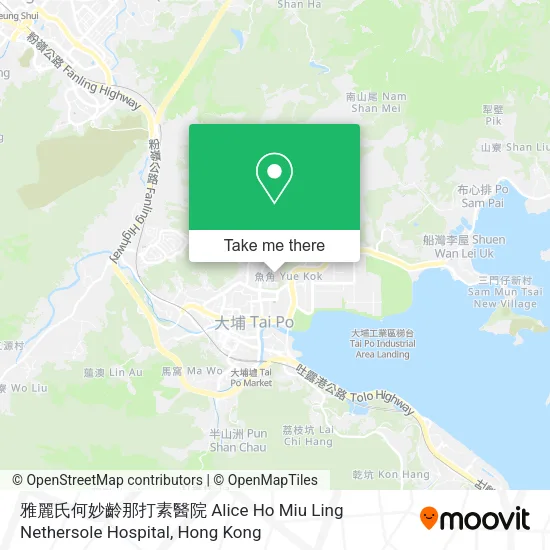 雅麗氏何妙齡那打素醫院 Alice Ho Miu Ling Nethersole Hospital map