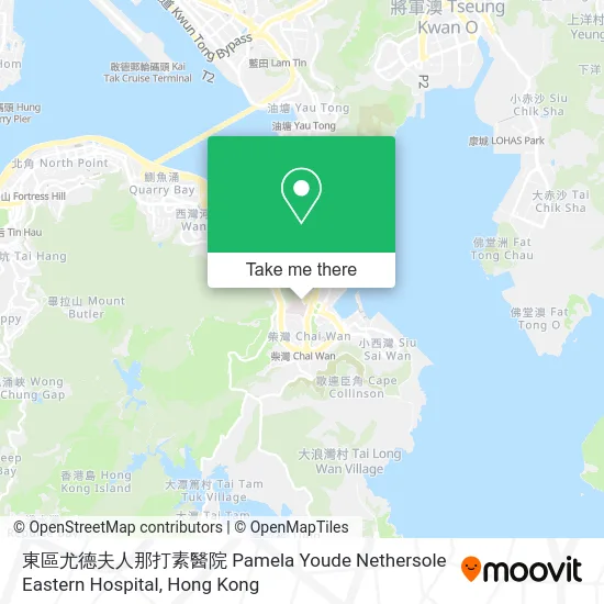 東區尤德夫人那打素醫院 Pamela Youde Nethersole Eastern Hospital map