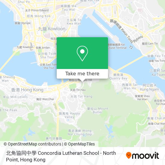 北角協同中學 Concordia Lutheran School - North Point map