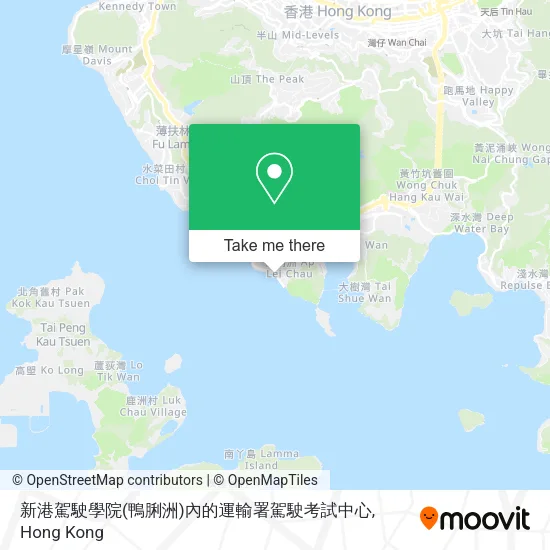 新港駕駛學院(鴨脷洲)內的運輸署駕駛考試中心地圖