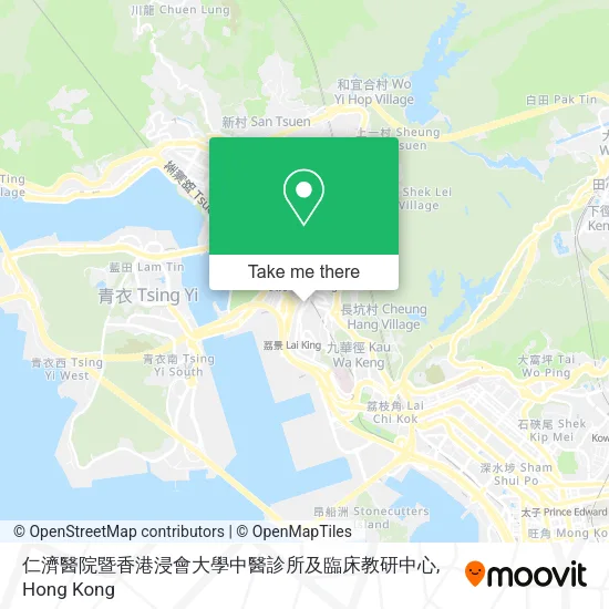 仁濟醫院暨香港浸會大學中醫診所及臨床教研中心地圖