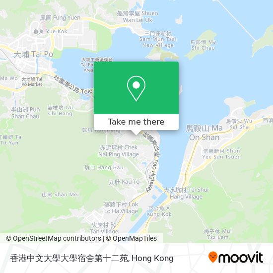 香港中文大學大學宿舍第十二苑地圖