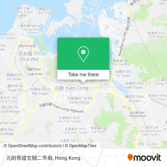 元朗舊墟玄關二帝廟地圖