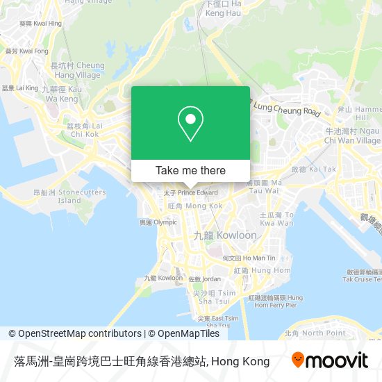落馬洲-皇崗跨境巴士旺角線香港總站地圖