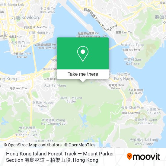 Hong Kong Island Forest Track — Mount Parker Section 港島林道－柏架山段 map
