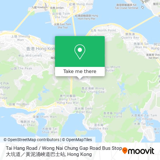 Tai Hang Road / Wong Nai Chung Gap Road Bus Stop 大坑道／黃泥涌峽道巴士站 map