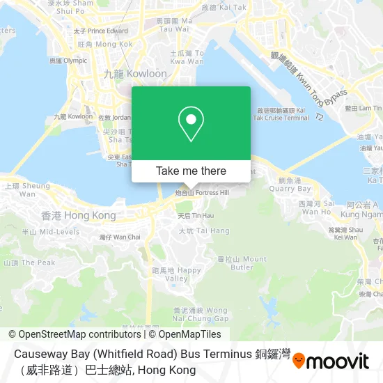 Causeway Bay (Whitfield Road) Bus Terminus 銅鑼灣（威非路道）巴士總站 map