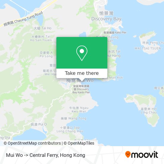 Mui Wo -> Central Ferry map