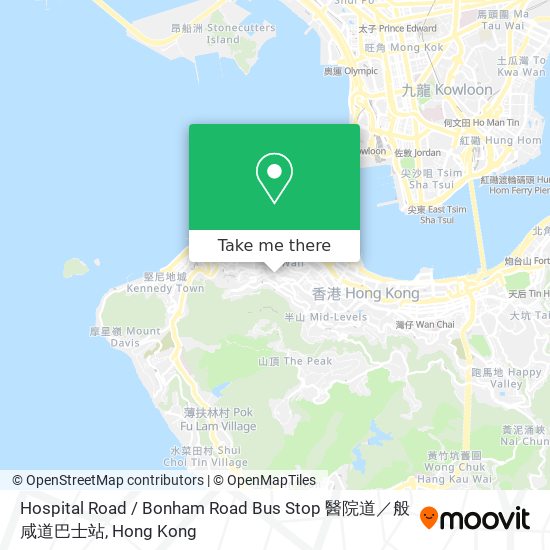 Hospital Road / Bonham Road Bus Stop 醫院道／般咸道巴士站地圖