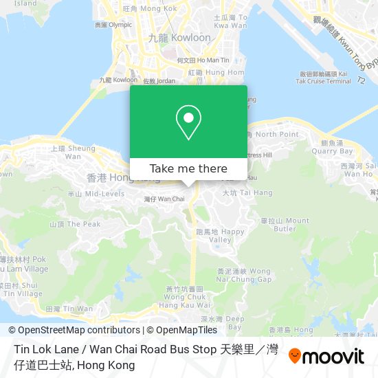 Tin Lok Lane / Wan Chai Road Bus Stop 天樂里／灣仔道巴士站 map