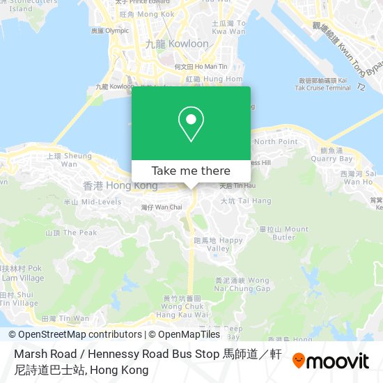 Marsh Road / Hennessy Road Bus Stop 馬師道／軒尼詩道巴士站 map