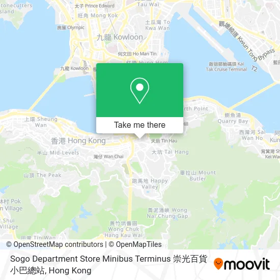 Sogo Department Store Minibus Terminus 崇光百貨小巴總站 map