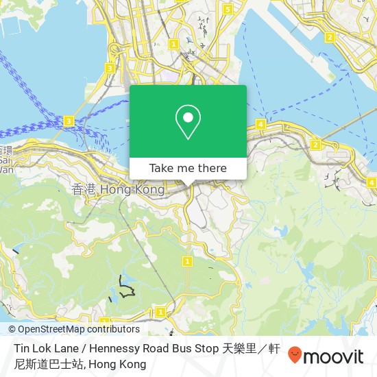 Tin Lok Lane / Hennessy Road Bus Stop 天樂里／軒尼斯道巴士站 map