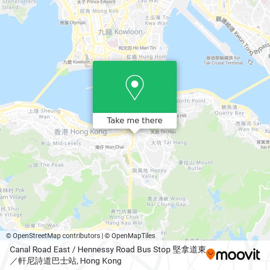 Canal Road East / Hennessy Road Bus Stop 堅拿道東／軒尼詩道巴士站地圖
