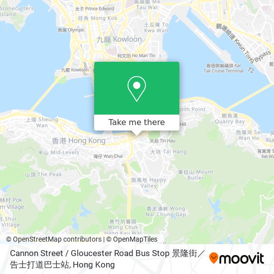 Cannon Street / Gloucester Road Bus Stop 景隆街／告士打道巴士站 map