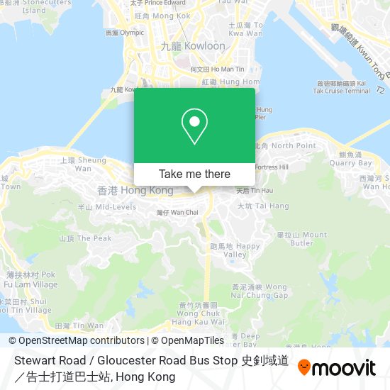 Stewart Road / Gloucester Road Bus Stop 史釗域道／告士打道巴士站 map