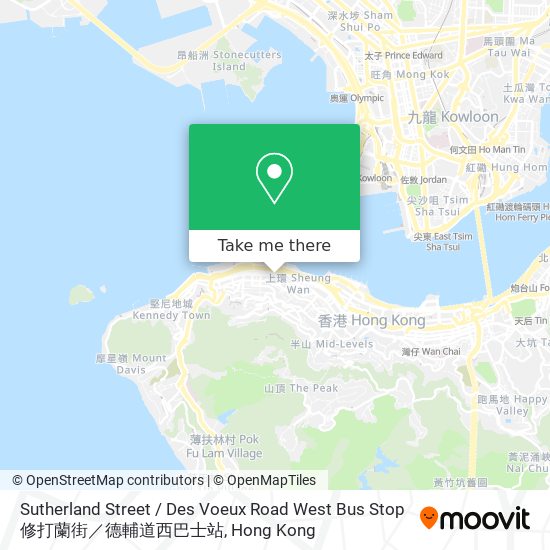 Sutherland Street / Des Voeux Road West Bus Stop 修打蘭街／德輔道西巴士站 map