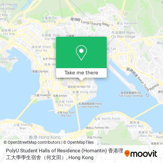PolyU Student Halls of Residence (Homantin) 香港理工大學學生宿舍（何文田） map