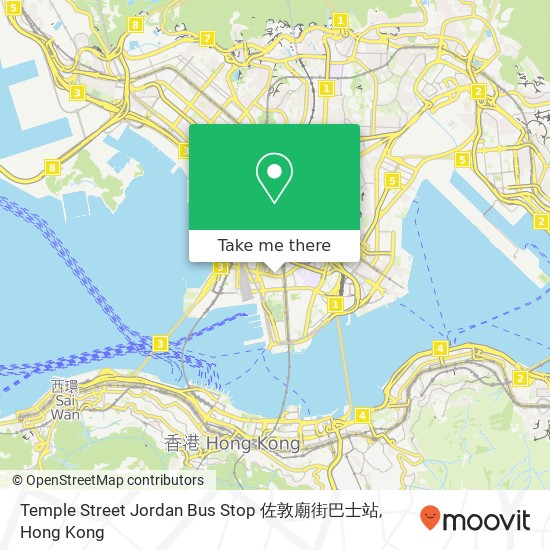 Temple Street Jordan Bus Stop 佐敦廟街巴士站 map