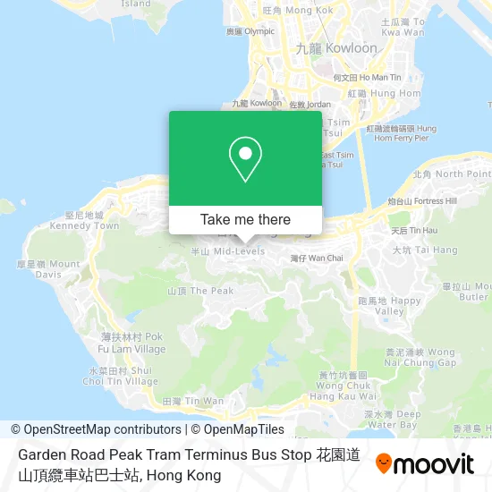 Garden Road Peak Tram Terminus Bus Stop 花園道山頂纜車站巴士站 map