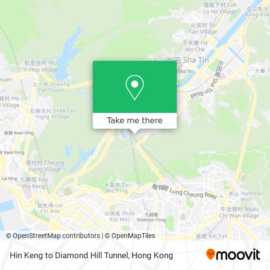 Hin Keng to Diamond Hill Tunnel map