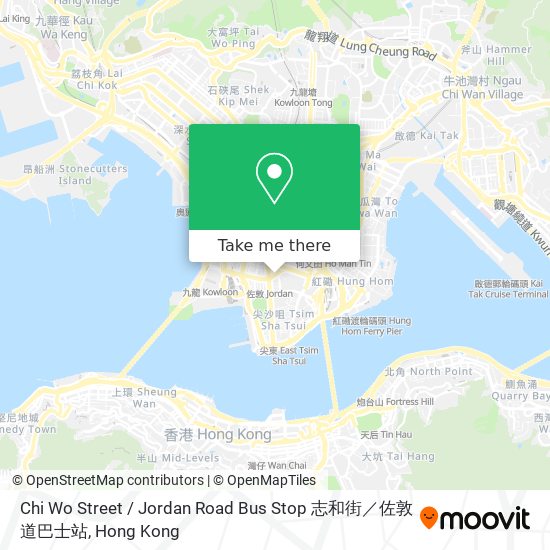 Chi Wo Street / Jordan Road Bus Stop 志和街／佐敦道巴士站 map