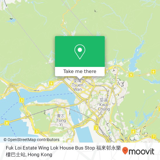 Fuk Loi Estate Wing Lok House Bus Stop 福來邨永樂樓巴士站 map