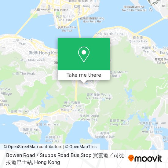 Bowen Road / Stubbs Road Bus Stop 寶雲道／司徒拔道巴士站 map