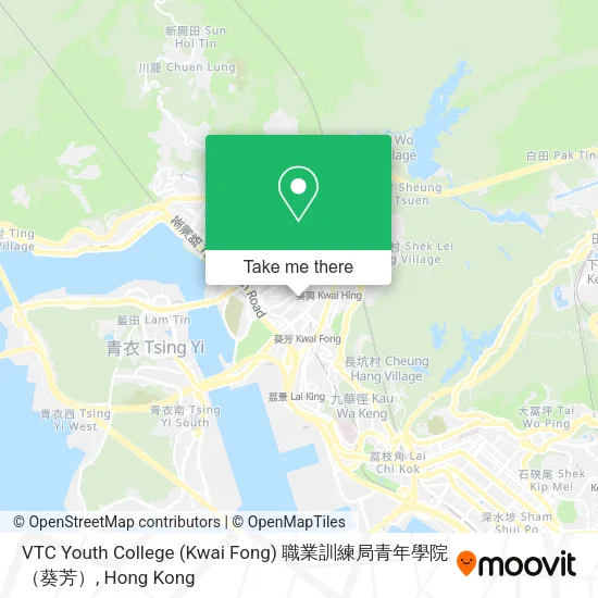 VTC Youth College (Kwai Fong) 職業訓練局青年學院（葵芳） map