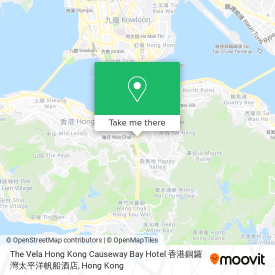 The Vela Hong Kong Causeway Bay Hotel 香港銅鑼灣太平洋帆船酒店 map