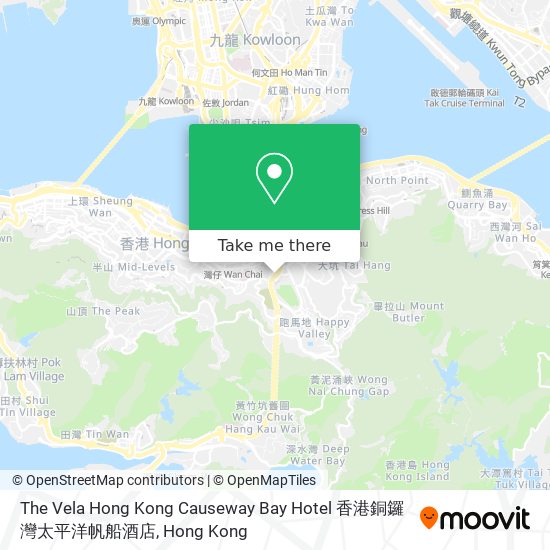The Vela Hong Kong Causeway Bay Hotel 香港銅鑼灣太平洋帆船酒店地圖