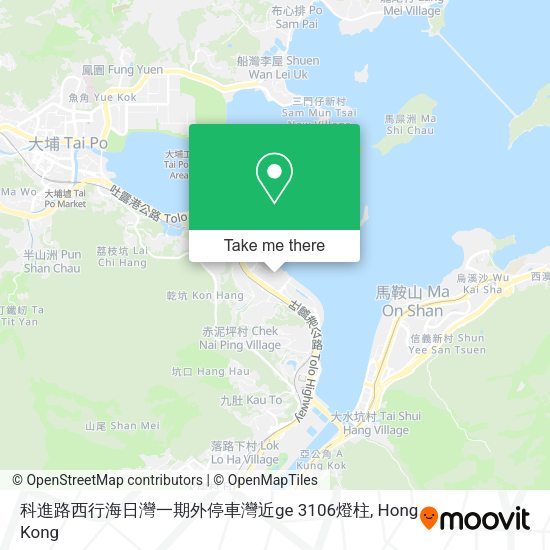 科進路西行海日灣一期外停車灣近ge 3106燈柱地圖